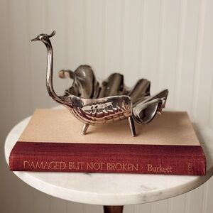 Silver Swan Peacock Decorative Dish (heavy)